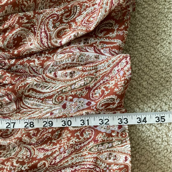 Gianni Bini Smocked Puff Sleeve Dress Square Neck Paisley Brown Size Large VEUC - Picture 5 of 12